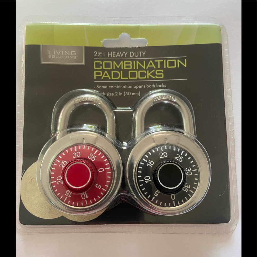 NEW 2 Combination Padlocks 2 in Living Solutions metal locks